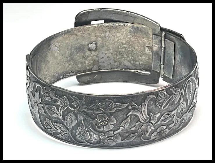 Estate Ornate Metal Buckle Bracelet - 7