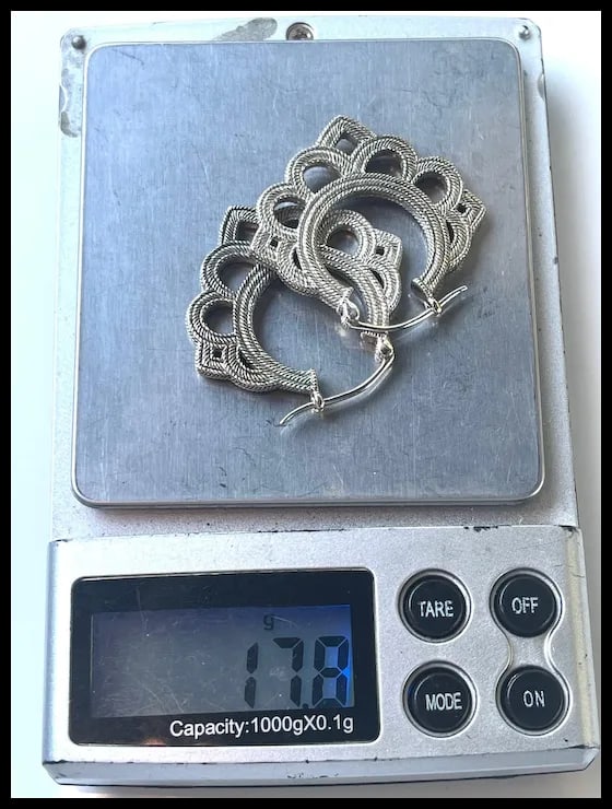 Detailed Estate Filigree Sterling Silver Hoop Earrings - 7