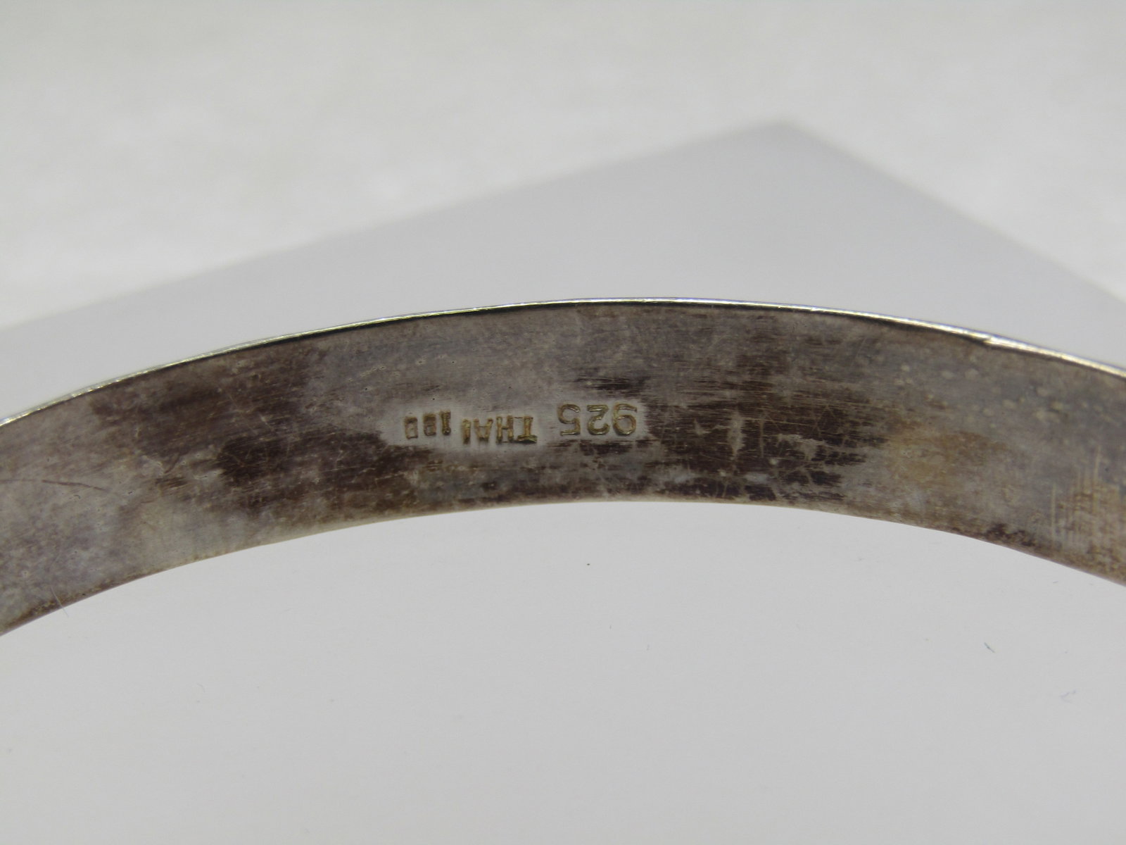 Vintage Sterling Hinged Bangle Bracelet, 7.25", Notched, 8.5mm Signed - 5