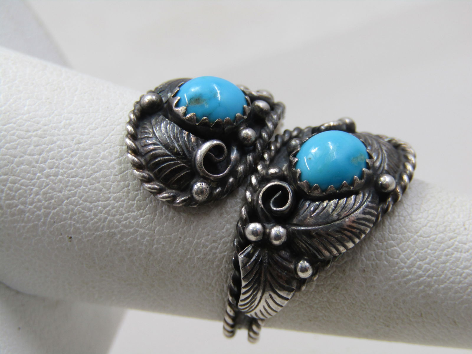 Vintage Sterling Southwestern Bypass Ring, Adj. SZ-9, Unisex, Signed - 2