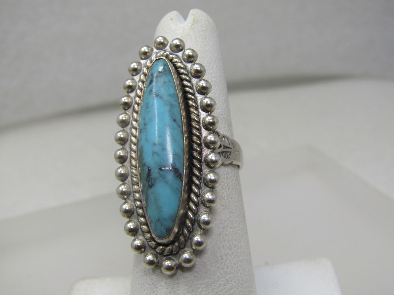 Vintage Sterling Southwestern Turquoise Ring, Signed JP, Sz. 6.5 - 2