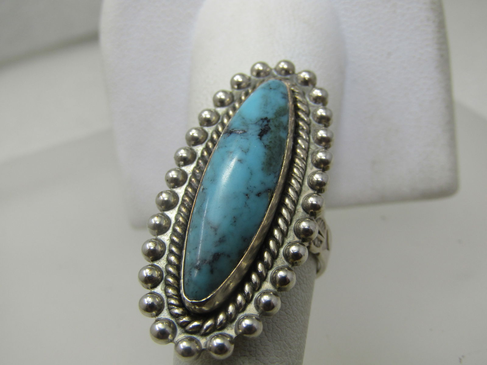 Vintage Sterling Southwestern Turquoise Ring, Signed JP, Sz. 6.5 - 3