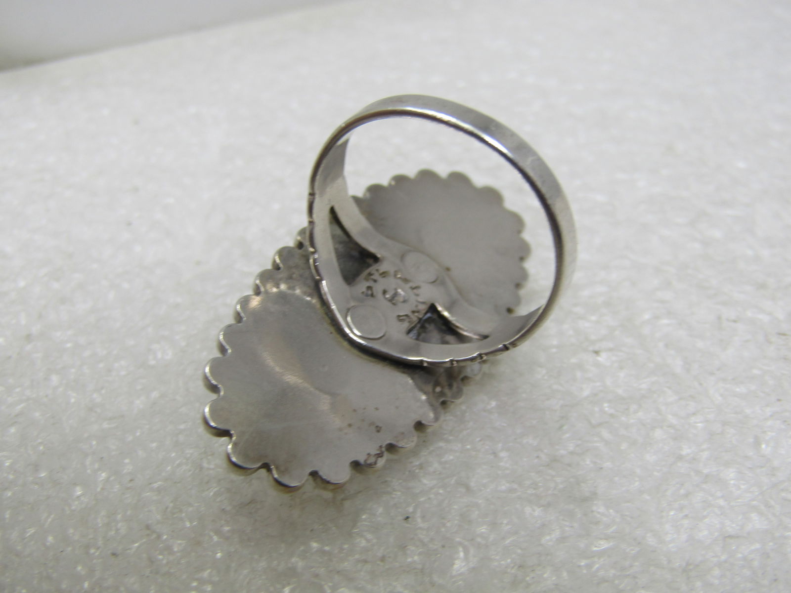 Vintage Sterling Southwestern Turquoise Ring, Signed JP, Sz. 6.5 - 5