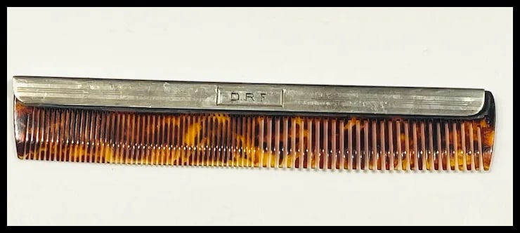 Vintage Sterling Silver Silver Comb- Engraved D.R.F - 2