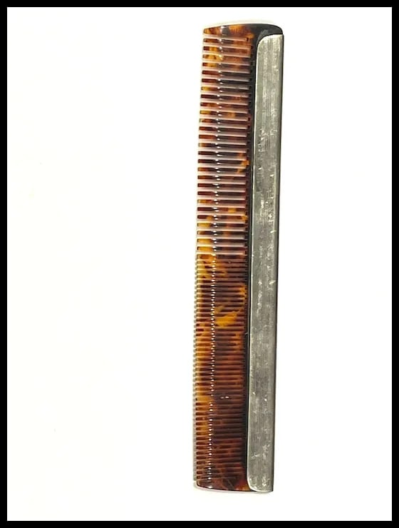 Vintage Sterling Silver Silver Comb- Engraved D.R.F - 3