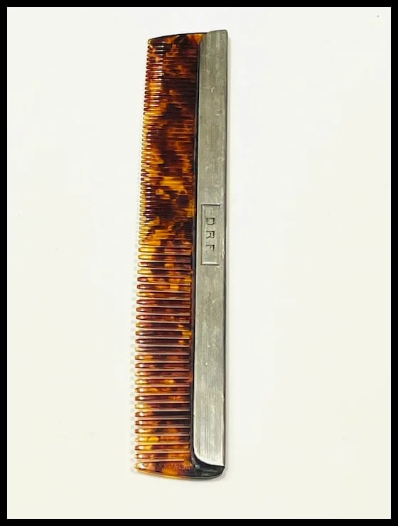 Vintage Sterling Silver Silver Comb- Engraved D.R.F - 5
