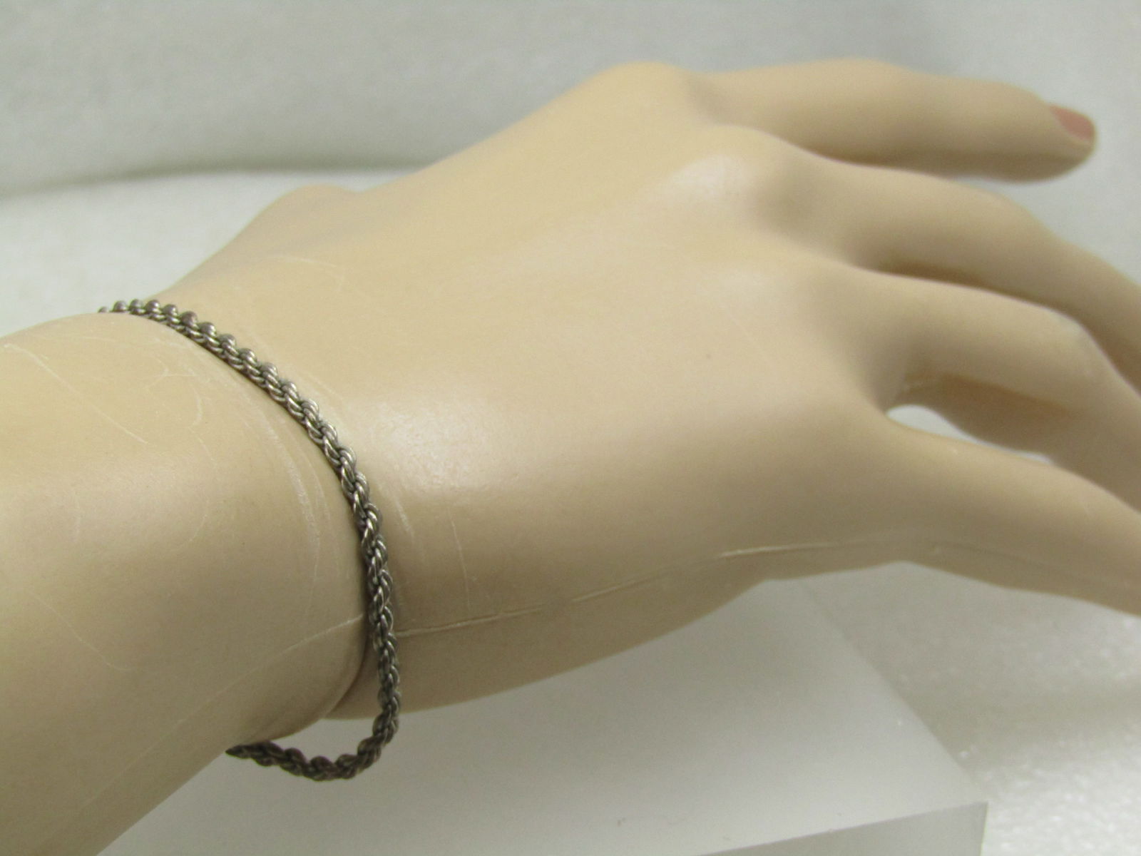Vintage Sterling Twisted Rope Bracelet, 7" , 2.5mm, Unisex - 4