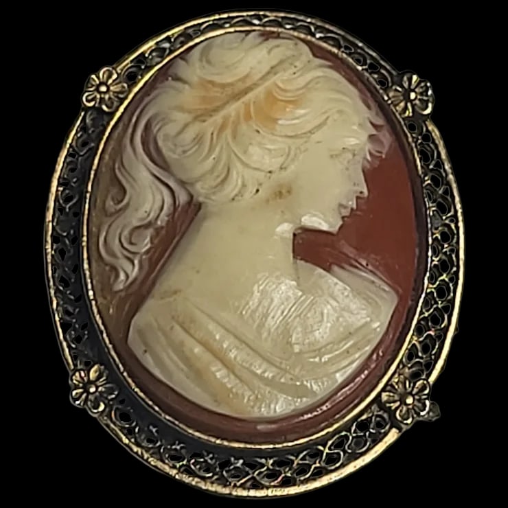 Vintage Filigree Cameo Brooch/Pin (1 of 5)