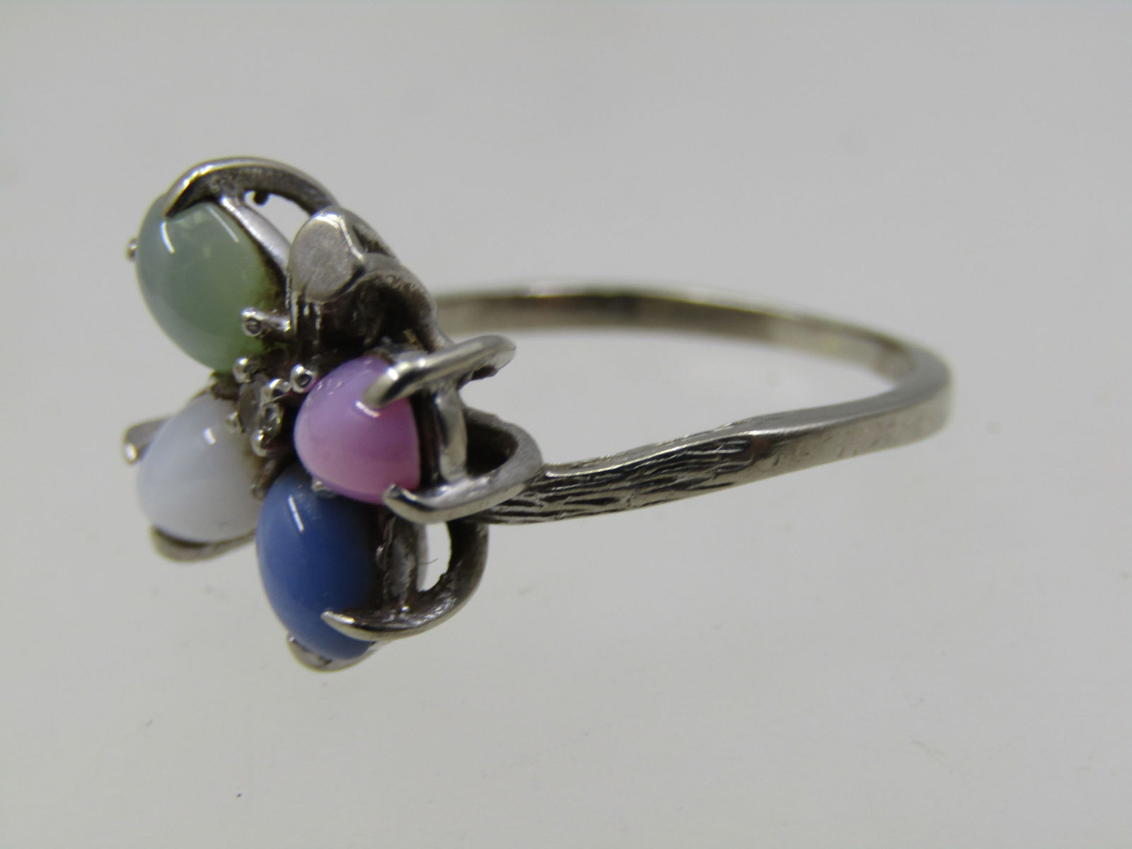 Vintage 10kt Star Sapphire Diamond Shamrock Ring, Sz. 7.25, Signed - 5