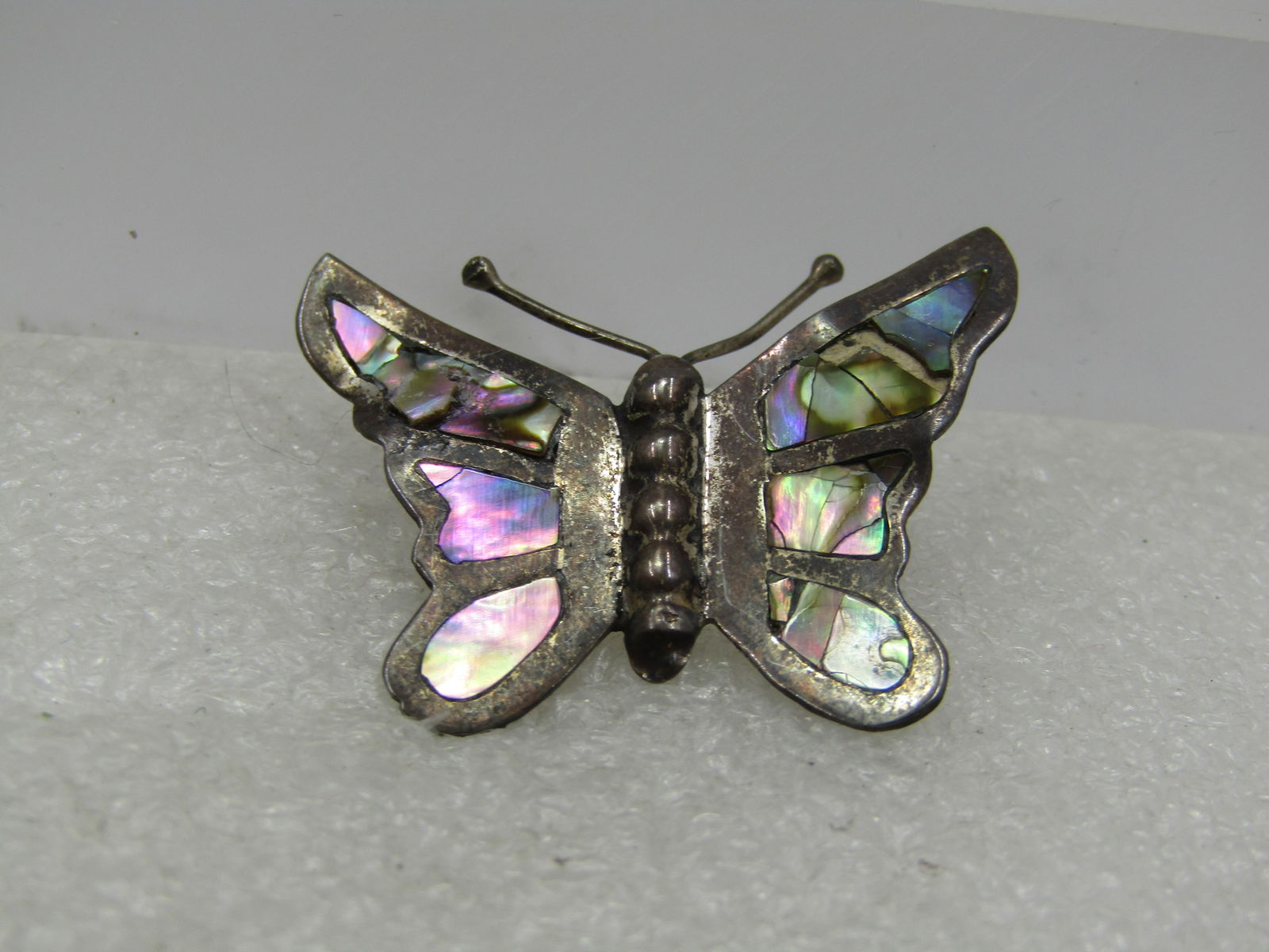 Vintage Sterling Inlaid Abalone Butterfly Brooch, Mid-Century, Signed (1 of 5)