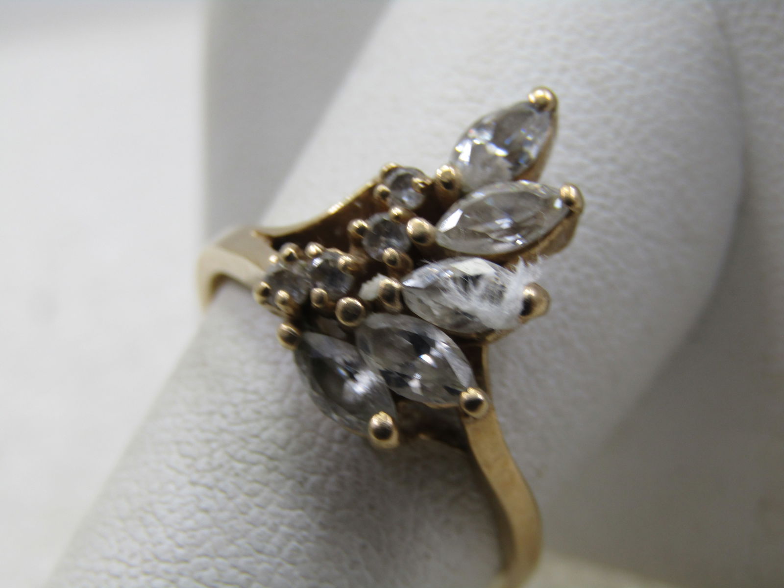 Vintage 10kt CZ Cocktail/Engagement Ring, Sz. 10, Signed FtJ & LIND - 2