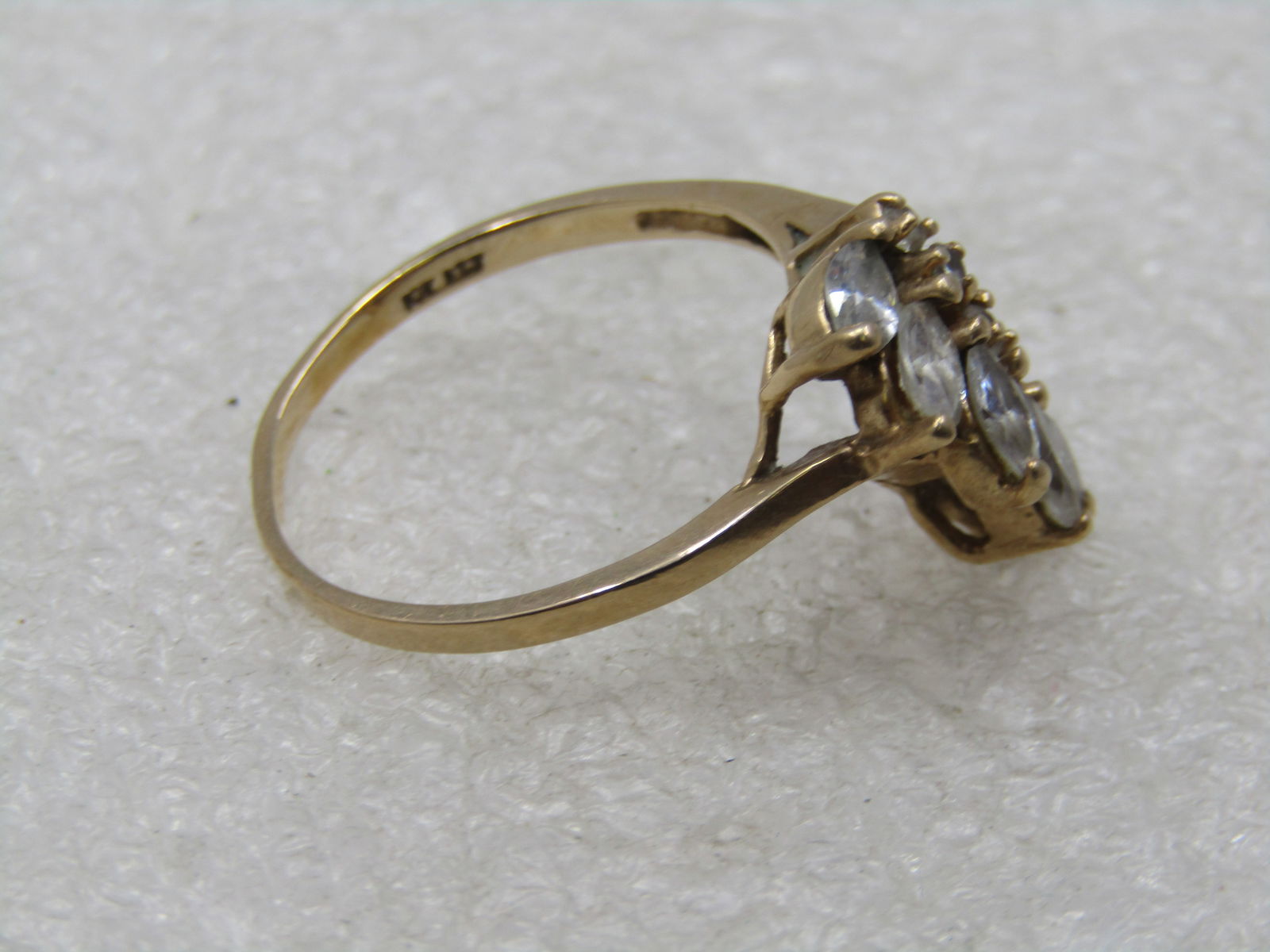 Vintage 10kt CZ Cocktail/Engagement Ring, Sz. 10, Signed FtJ & LIND - 5