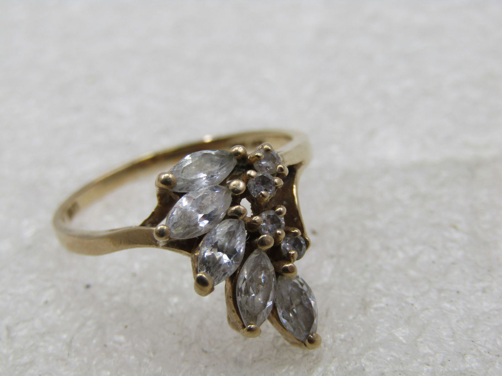 Vintage 10kt CZ Cocktail/Engagement Ring, Sz. 10, Signed FtJ & LIND - 8