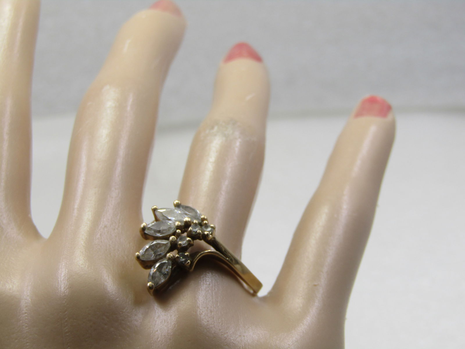 Vintage 10kt CZ Cocktail/Engagement Ring, Sz. 10, Signed FtJ & LIND - 9