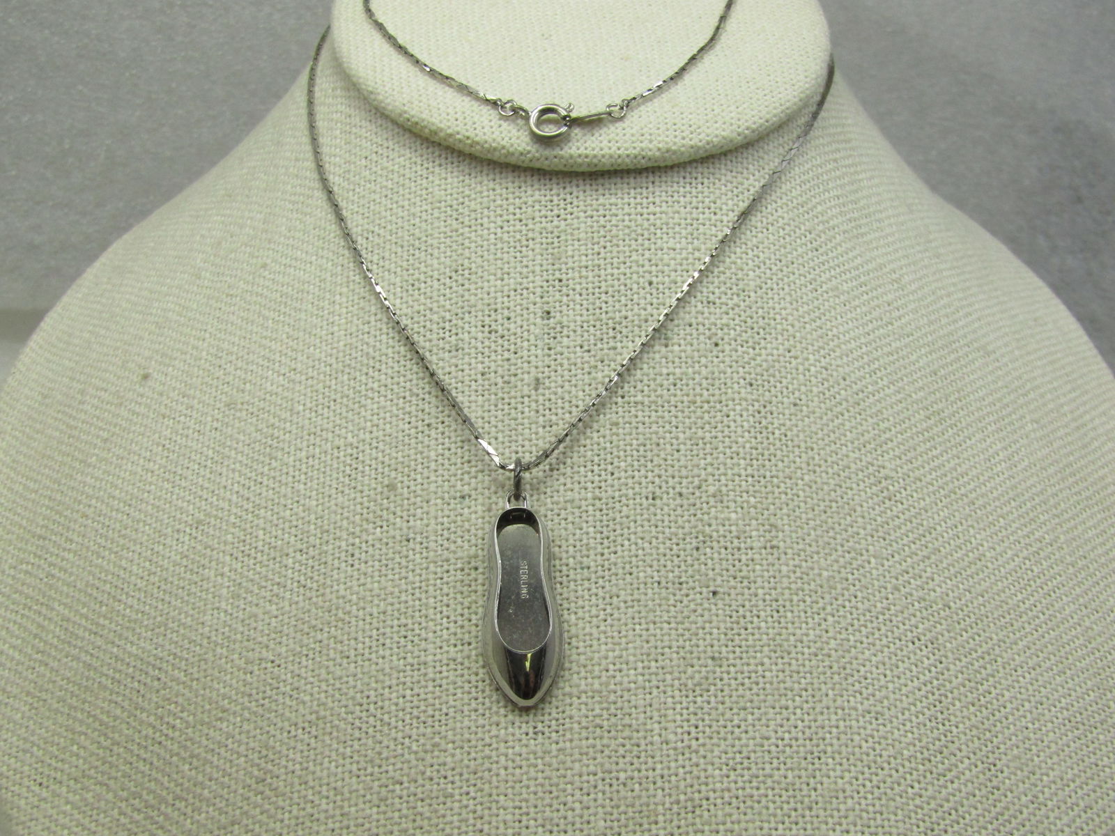 Vintage Slipper/Shoe Marked Sterling Necklace, 20" (1 of 6)
