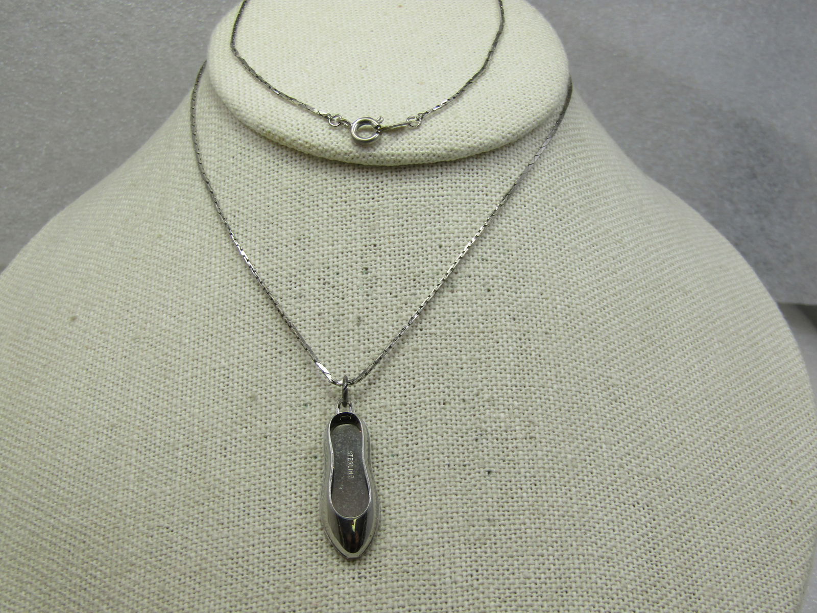 Vintage Slipper/Shoe Marked Sterling Necklace, 20" - 4