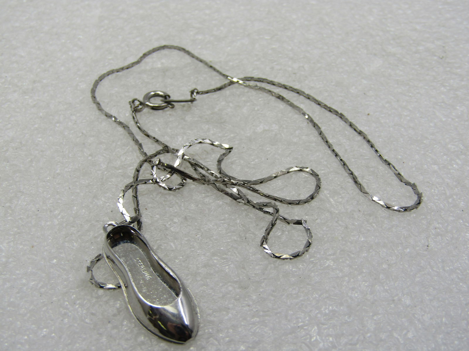 Vintage Slipper/Shoe Marked Sterling Necklace, 20" - 5
