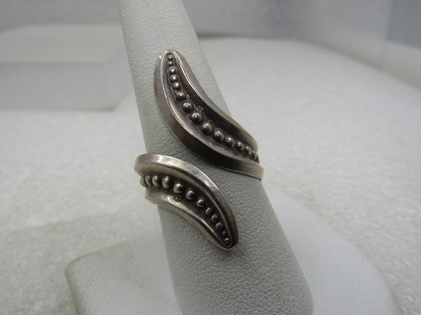 Vintage Sterling Bypass Ring, Sz.. 9, Mexico, Signed. Unisex (1 of 6)