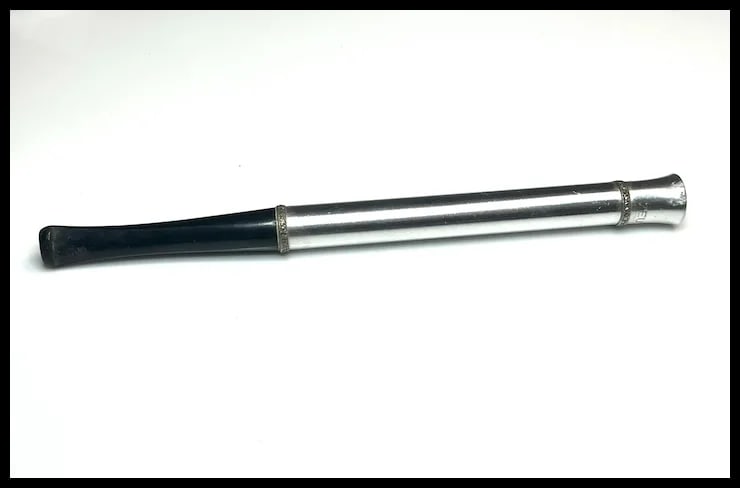 Vintage Silver and Steel Cigar Cutter & Zeus Cigarette Holder - 3