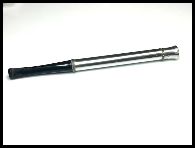 Vintage Silver and Steel Cigar Cutter & Zeus Cigarette Holder - 6