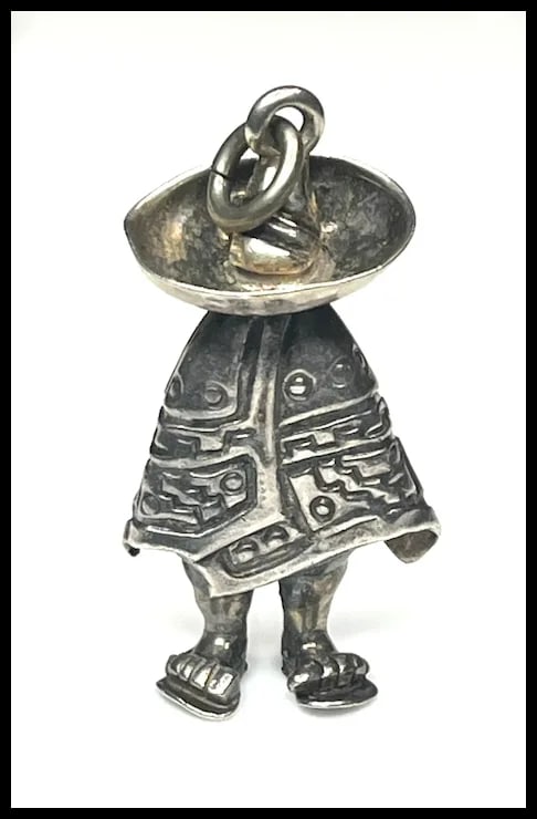 Vintage Mexico Sterling Silver Bandito- Person in Sombrero Charm - 2