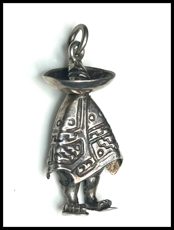 Vintage Mexico Sterling Silver Bandito- Person in Sombrero Charm - 4