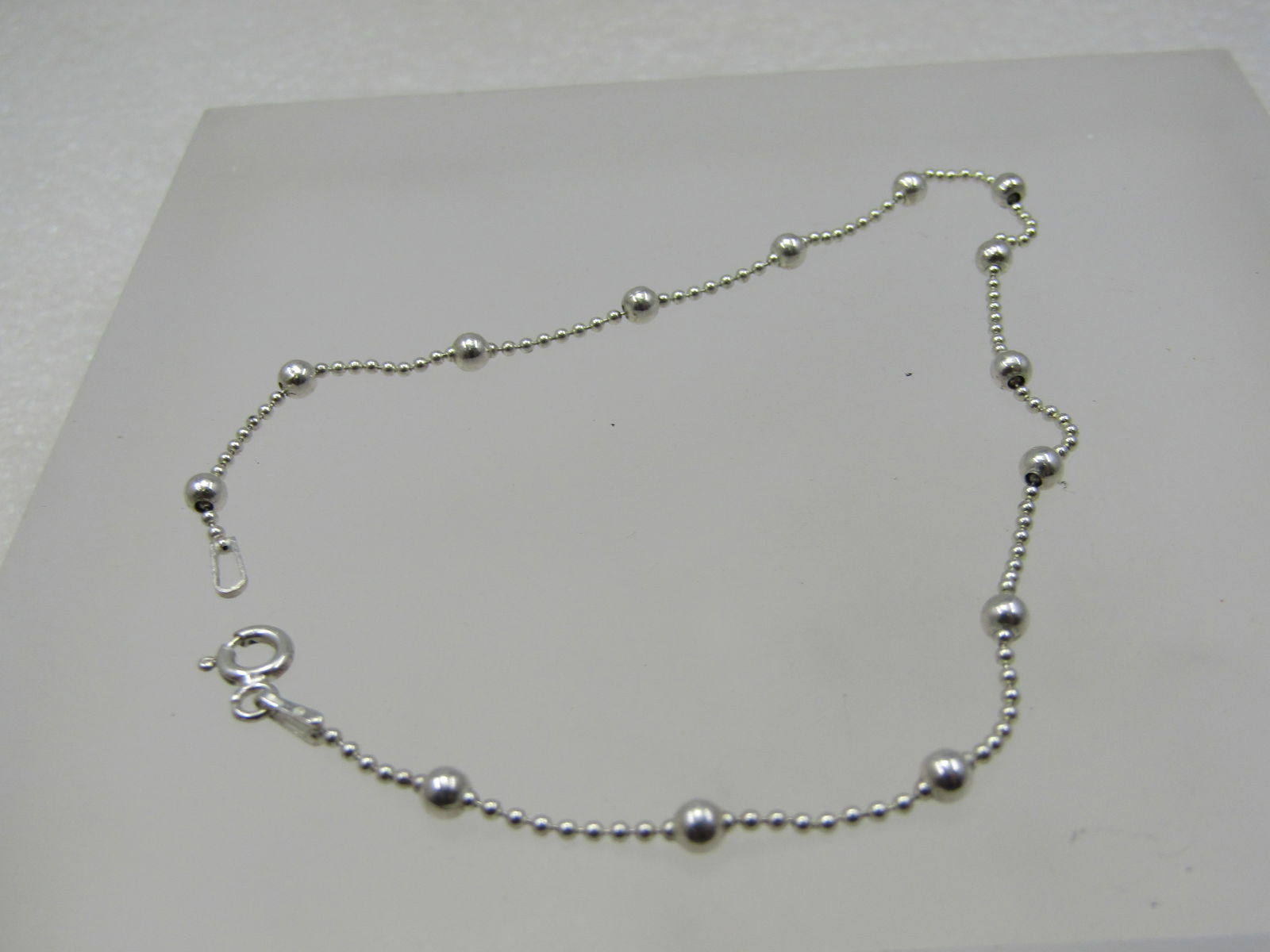 Sterling Silver Beaded Link Ankle Bracelet/Bracelet, 9" - 4