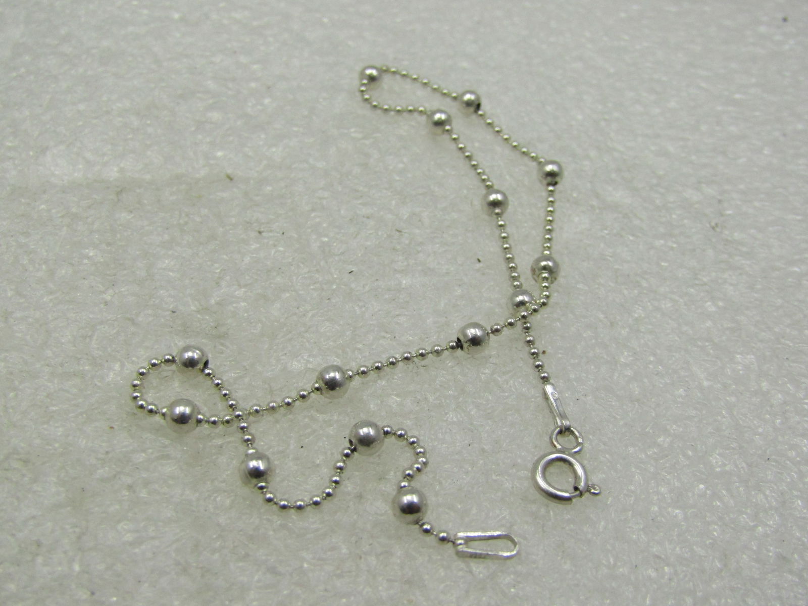 Sterling Silver Beaded Link Ankle Bracelet/Bracelet, 9" - 5