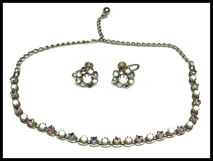 Vintage Choker Necklace and Earring Set - 2
