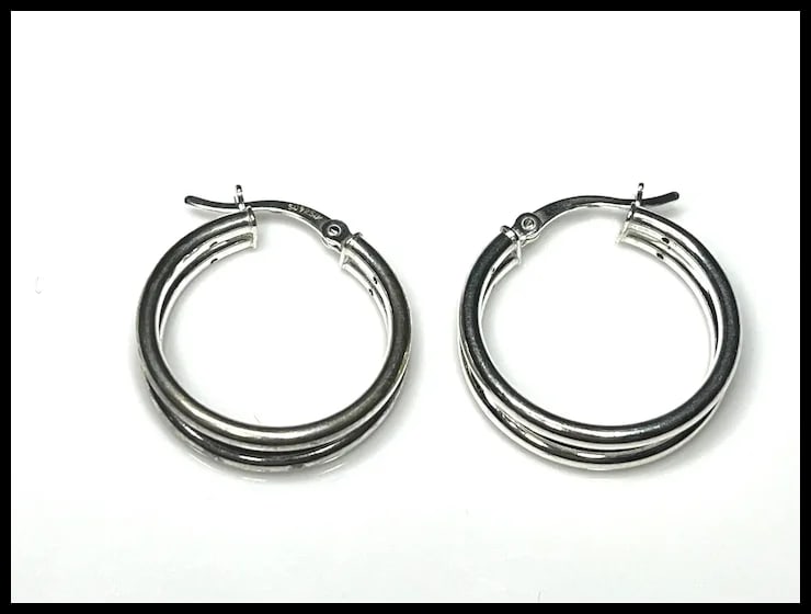 Vintage Double Loop Sterling Silver Hoop Earring - 4
