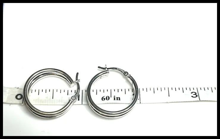 Vintage Double Loop Sterling Silver Hoop Earring - 5