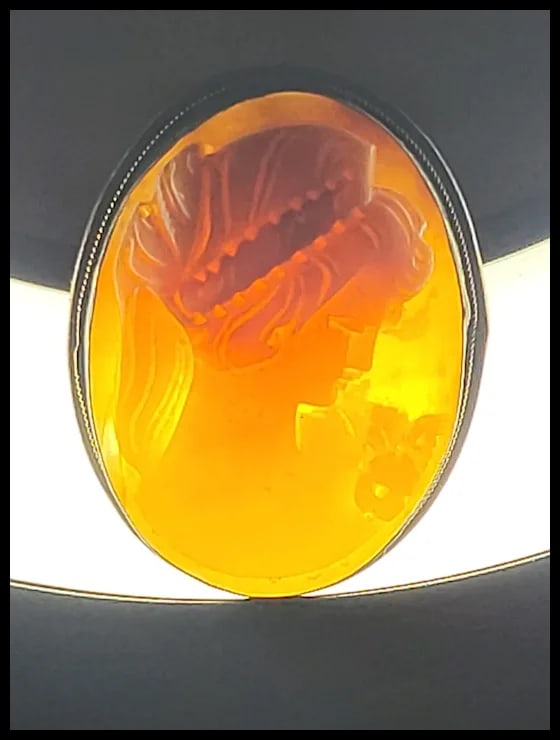 Vintage Silver Hand-Carved Shell Cameo Pendant/Brooch - 5