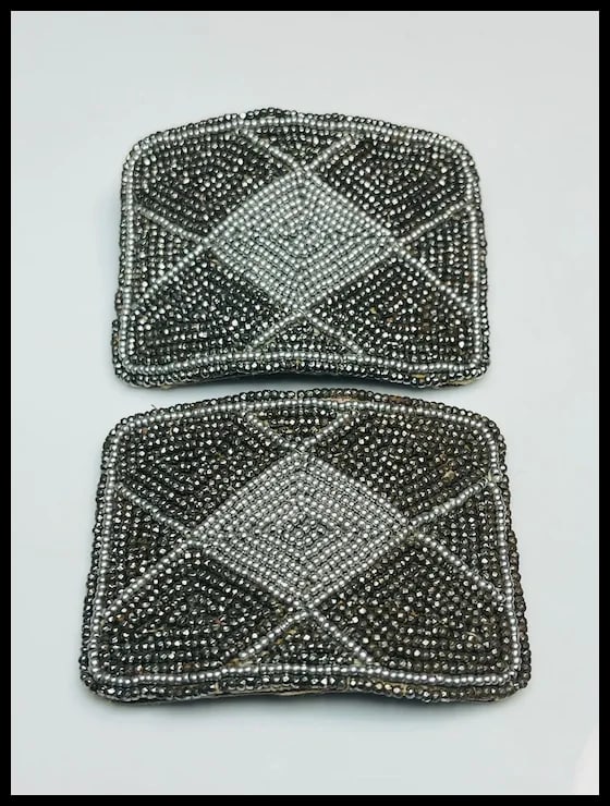 Vintage Beaded Pewter Color Accessories - 2