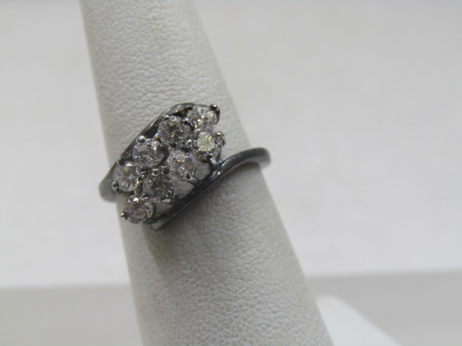 Vintage Sterling Clear Stone Ring, Sz. 6 (1 of 5)