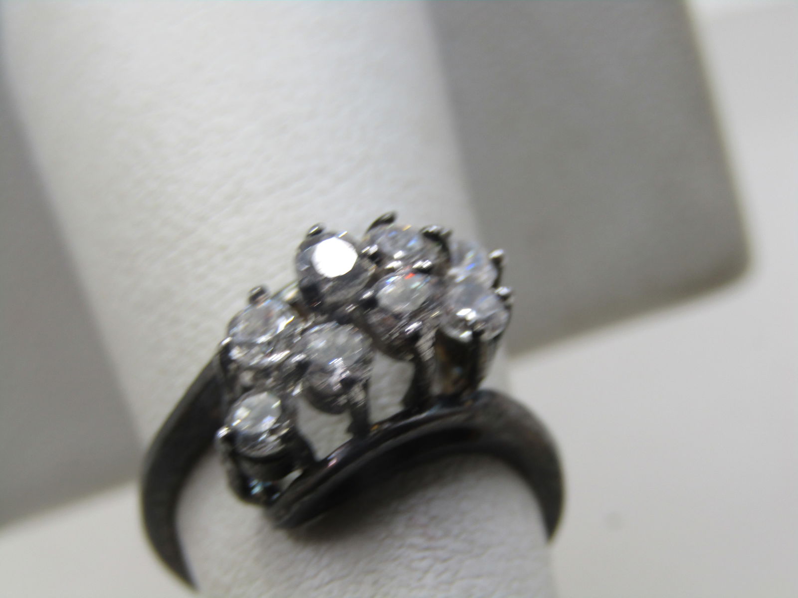 Vintage Sterling Clear Stone Ring, Sz. 6 - 3