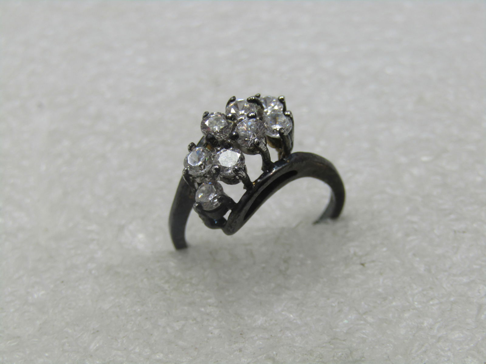 Vintage Sterling Clear Stone Ring, Sz. 6 - 4