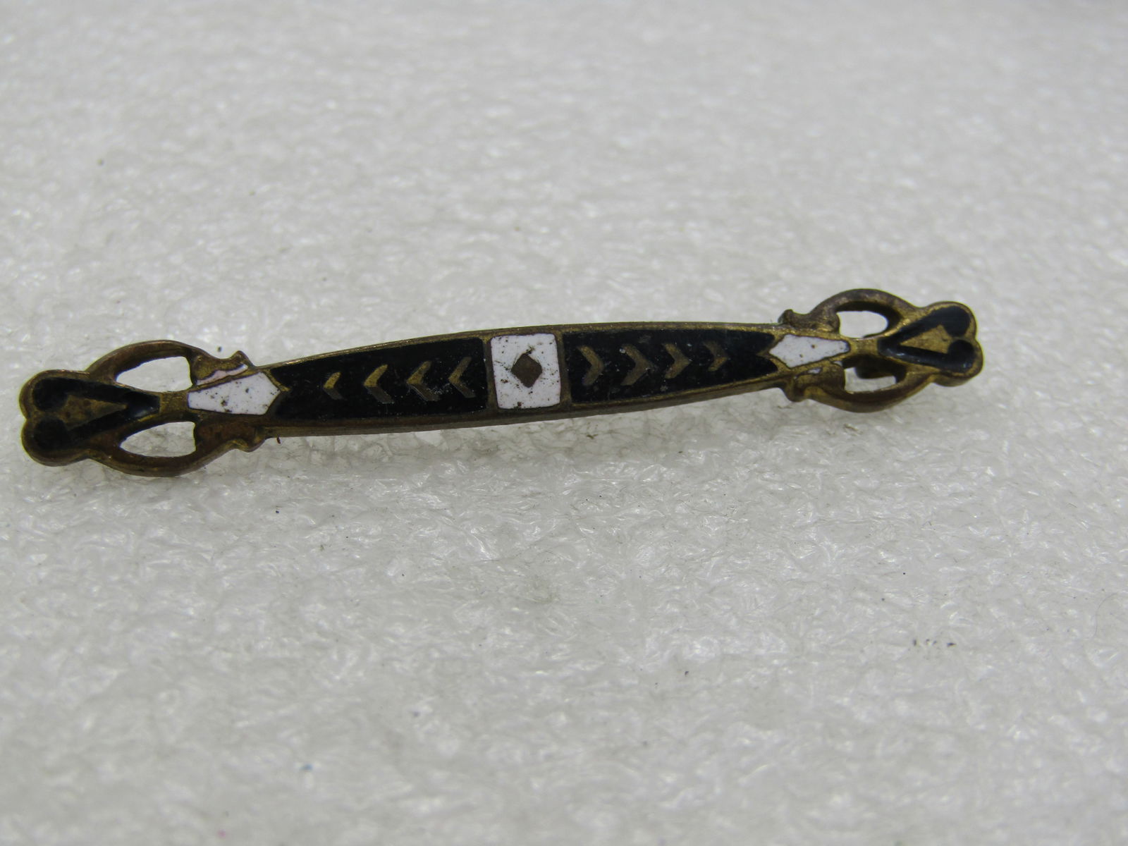 Victorian Emameled Bar Brooch, 2", 1800's, C-Clasp - 2