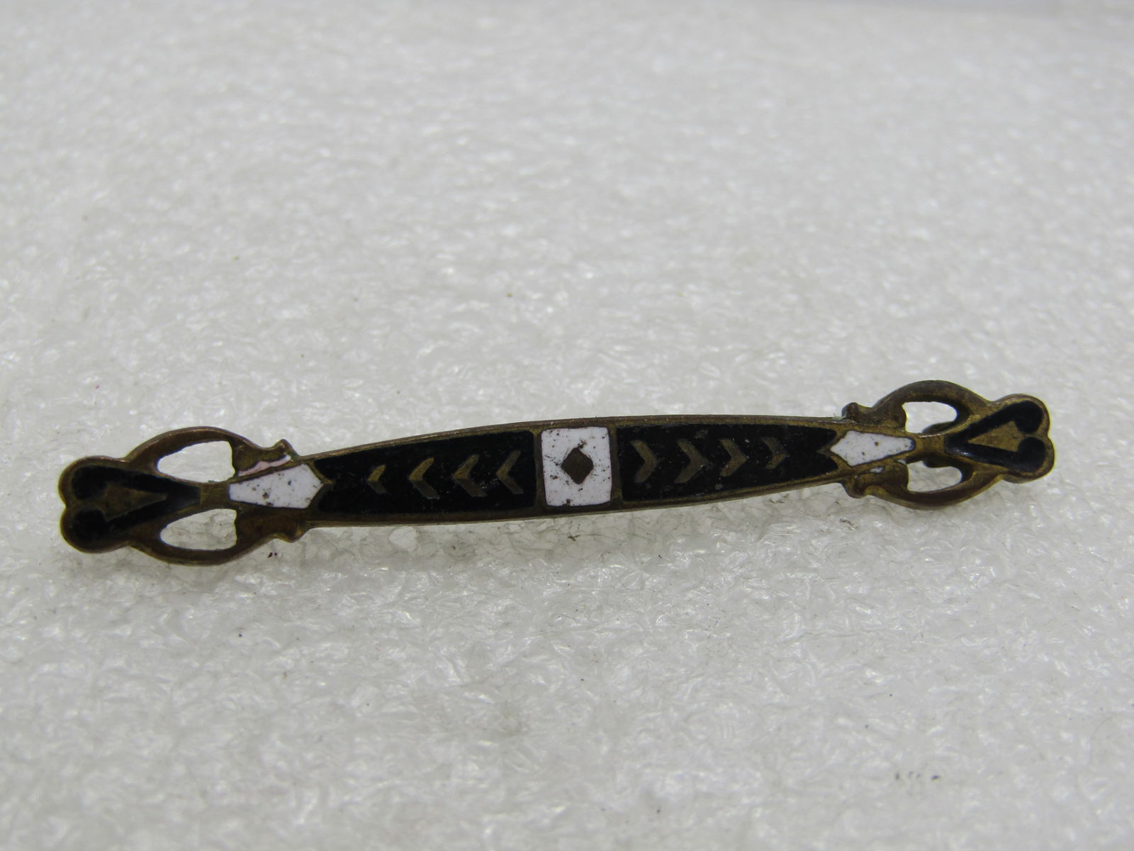 Victorian Emameled Bar Brooch, 2", 1800's, C-Clasp - 3