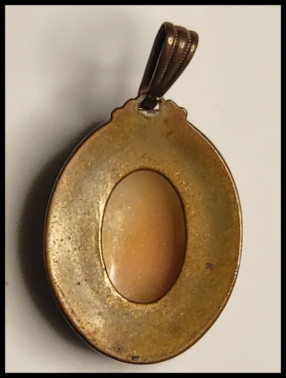 Handcarved Cameo Pendant with Beaded Bezel - 3