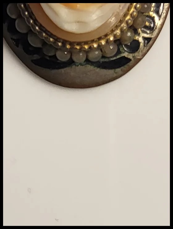 Handcarved Cameo Pendant with Beaded Bezel - 4