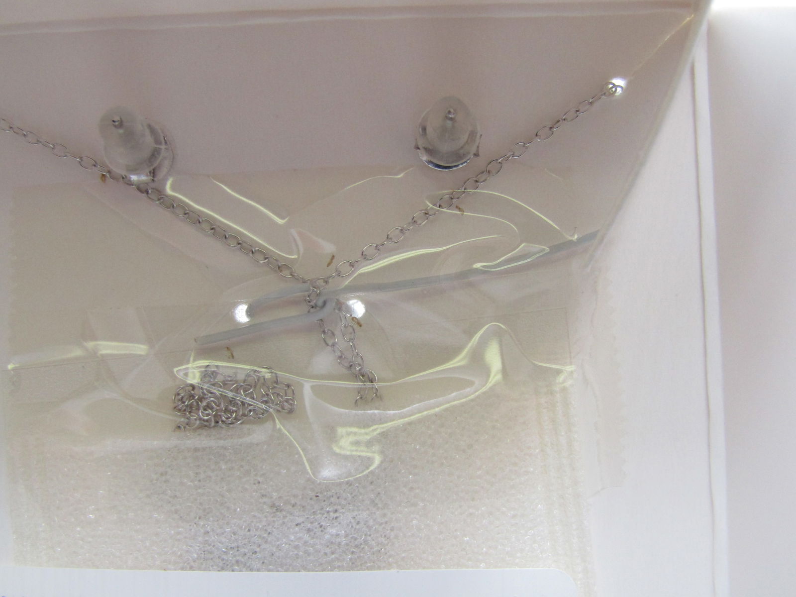 Sterling CZ Necklace and Pierced Earring Set in Box, Primrose - 4