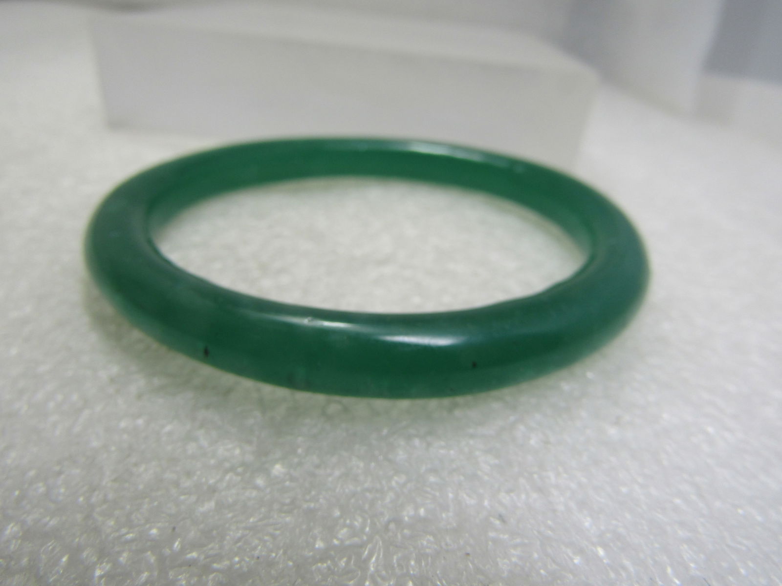 Green Glass Bangle Bracelet , 7.25", Round - 5