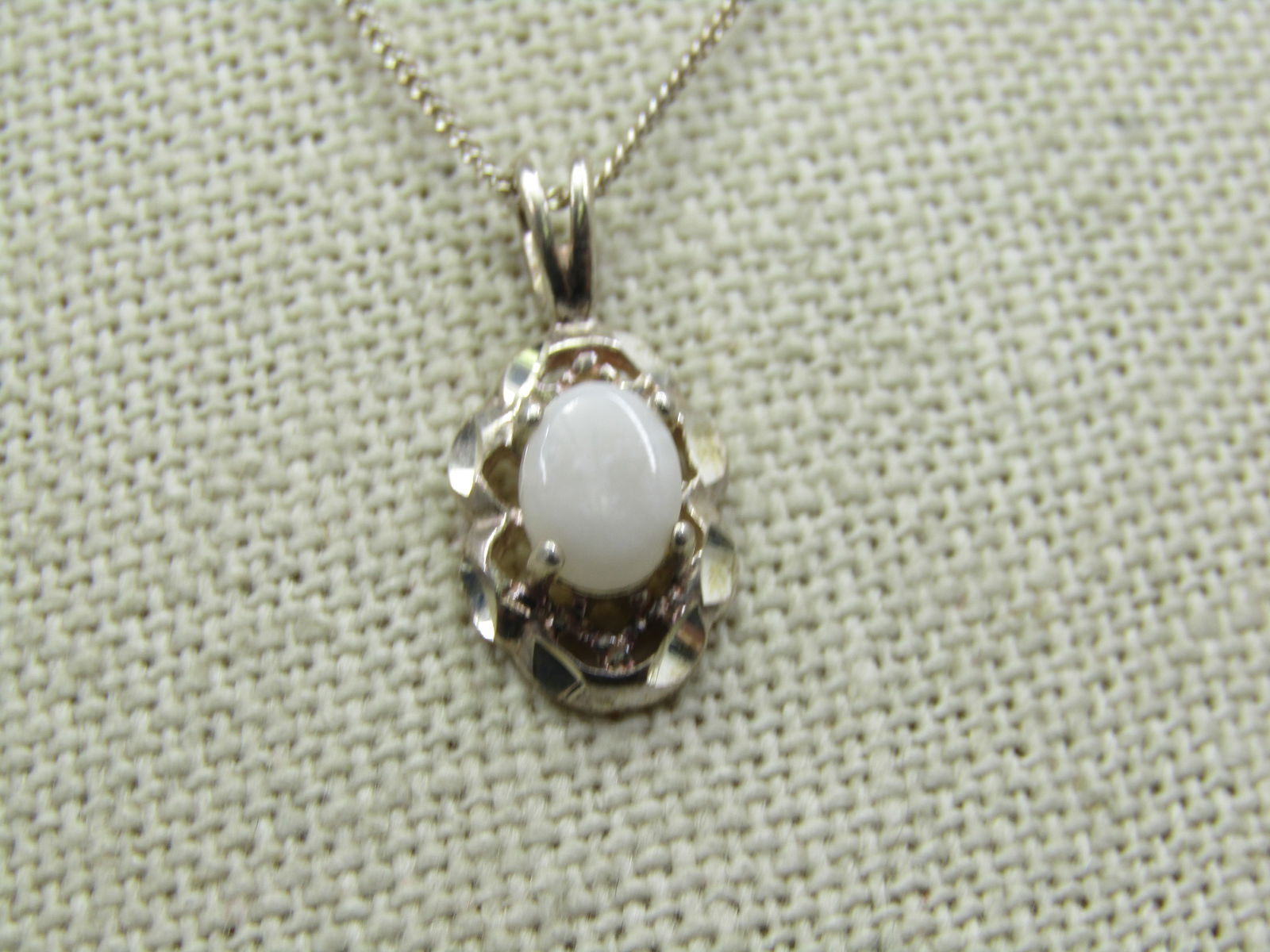 Vintage Sterling White Stone Necklace, Signed Avon, 19" - 3