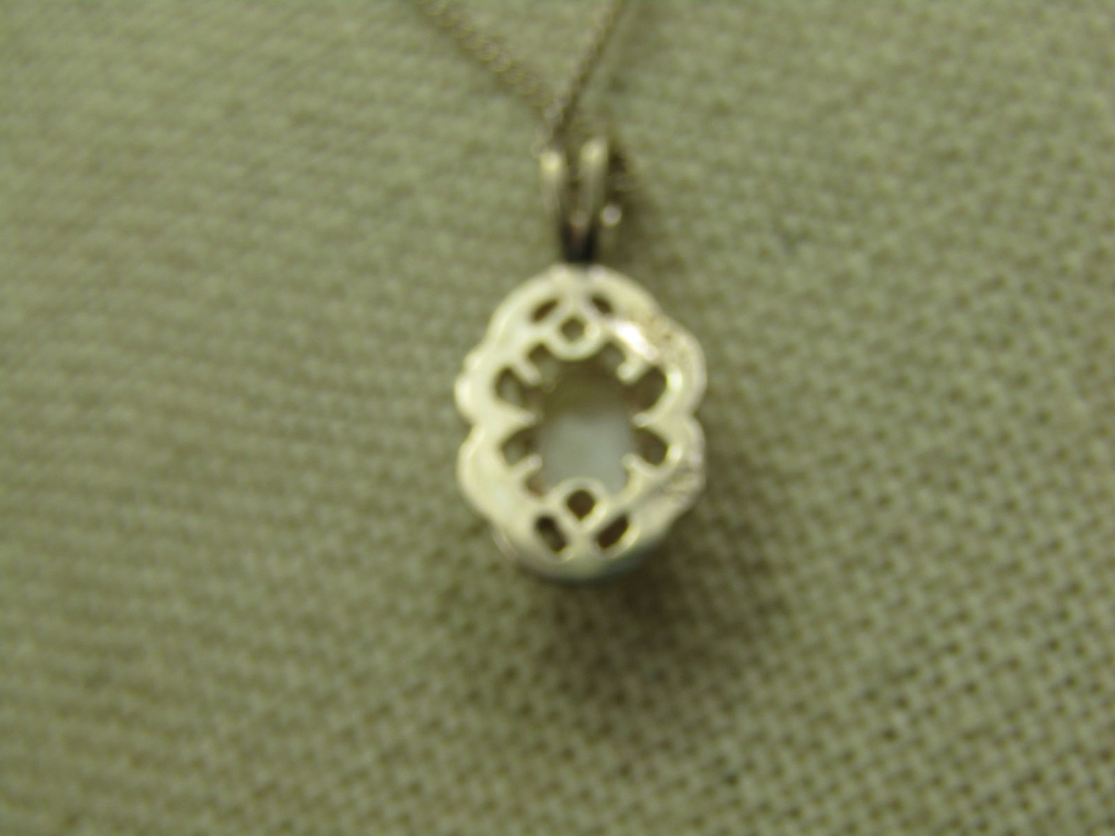 Vintage Sterling White Stone Necklace, Signed Avon, 19" - 4