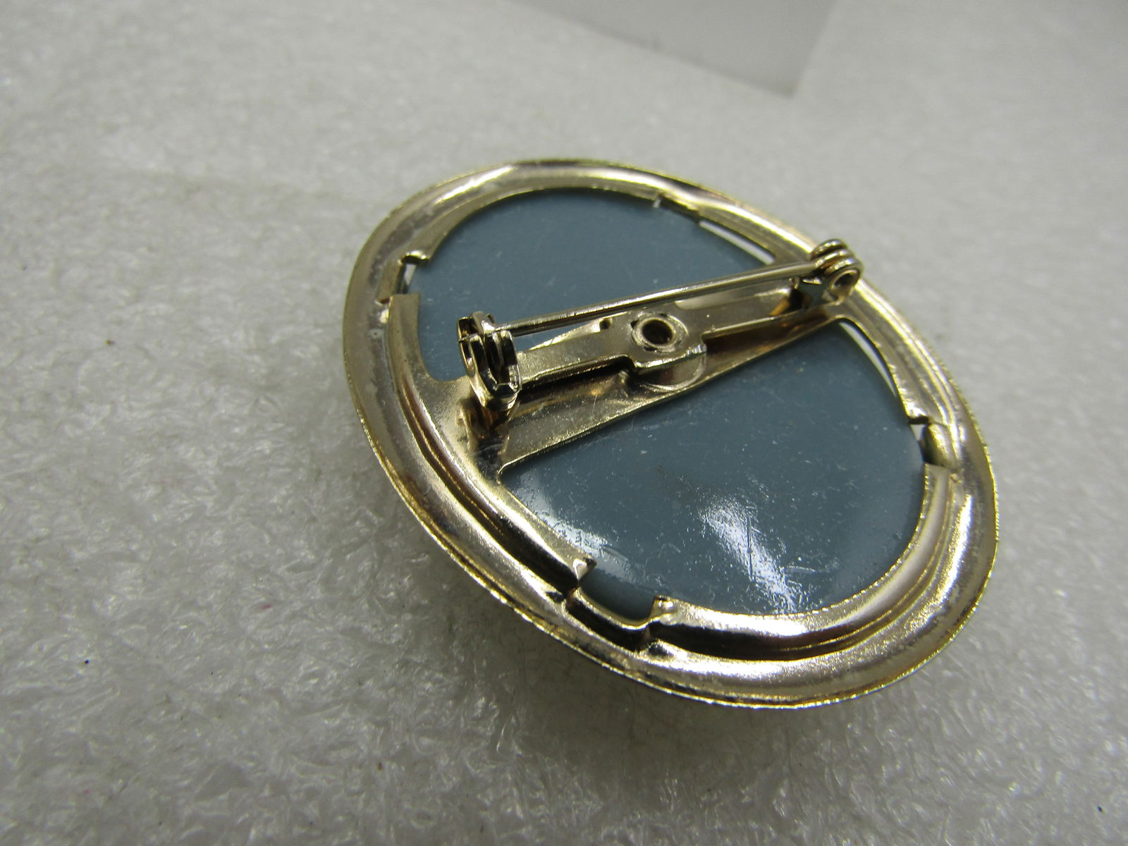 Vintage Three Graces Green Cameo Brooch, 1960's, 1-7/8" Oval - 4