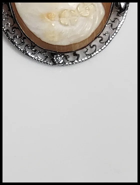 Vintage Hand-Carved Ornate Shell Filigree Cameo Pin/Brooch - 4