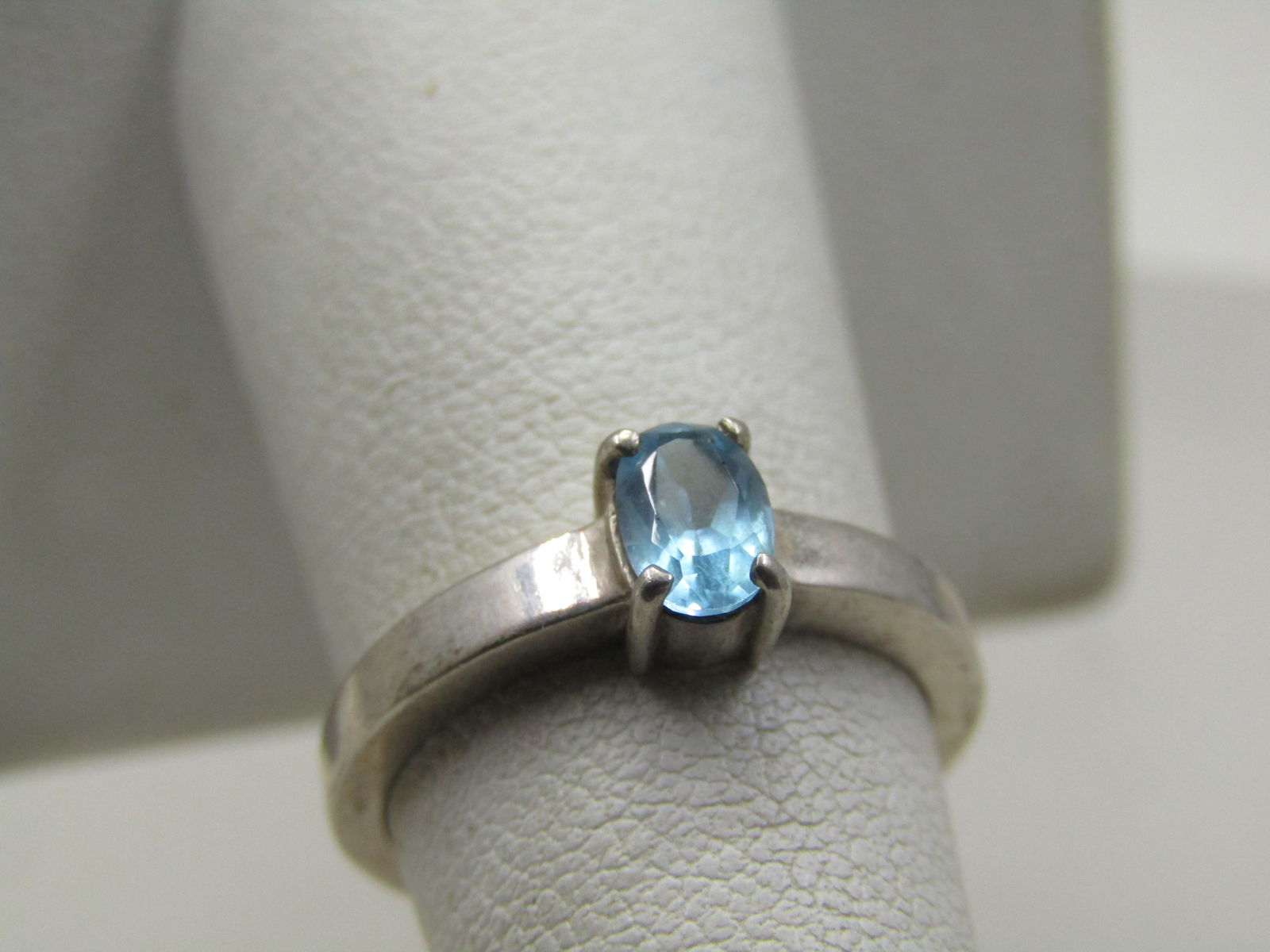 Vintage Sterling Blue Topaz Ring, Sz. 6.5, .40 ctw, Signed - 2