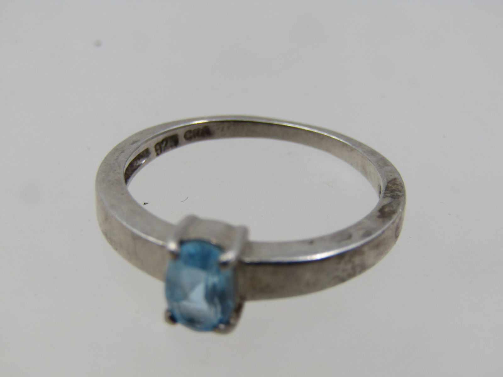 Vintage Sterling Blue Topaz Ring, Sz. 6.5, .40 ctw, Signed - 4