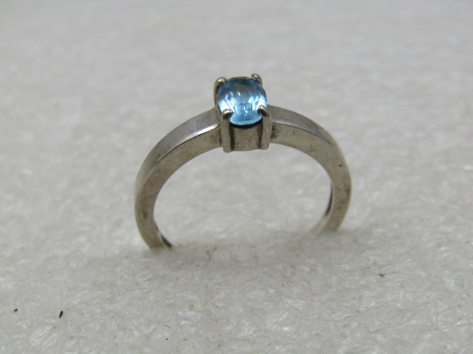 Vintage Sterling Blue Topaz Ring, Sz. 6.5, .40 ctw, Signed - 6