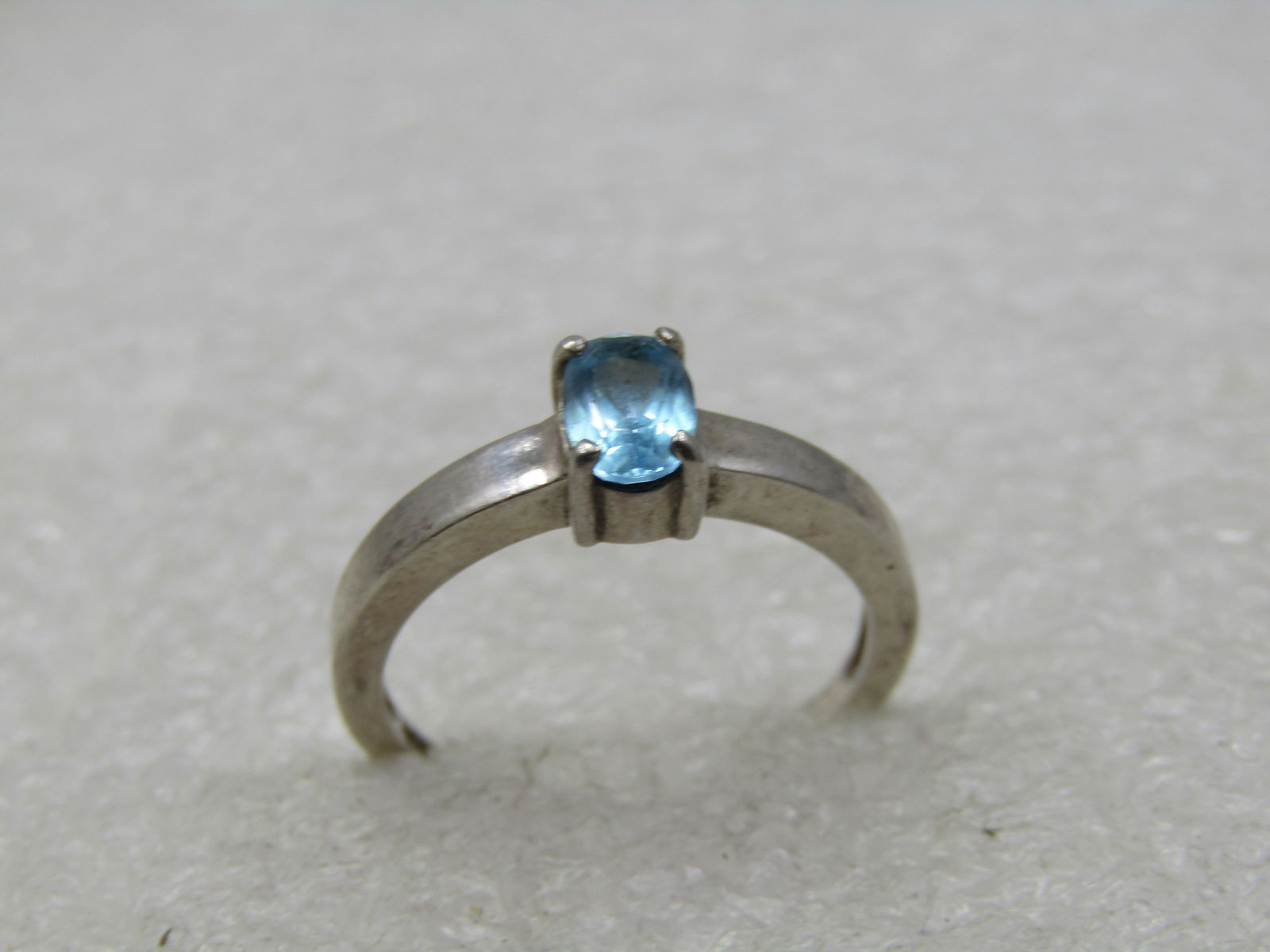 Vintage Sterling Blue Topaz Ring, Sz. 6.5, .40 ctw, Signed - 7